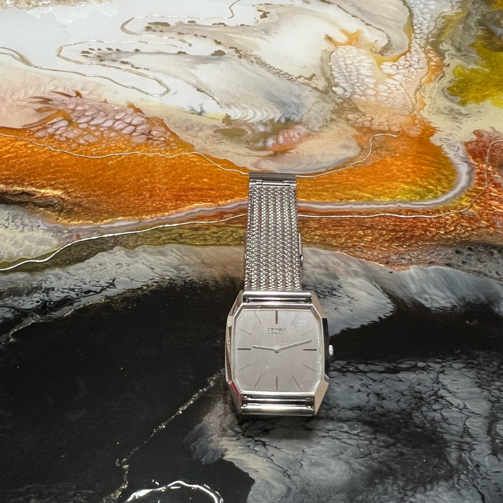 Silver Watch with Mesh Band